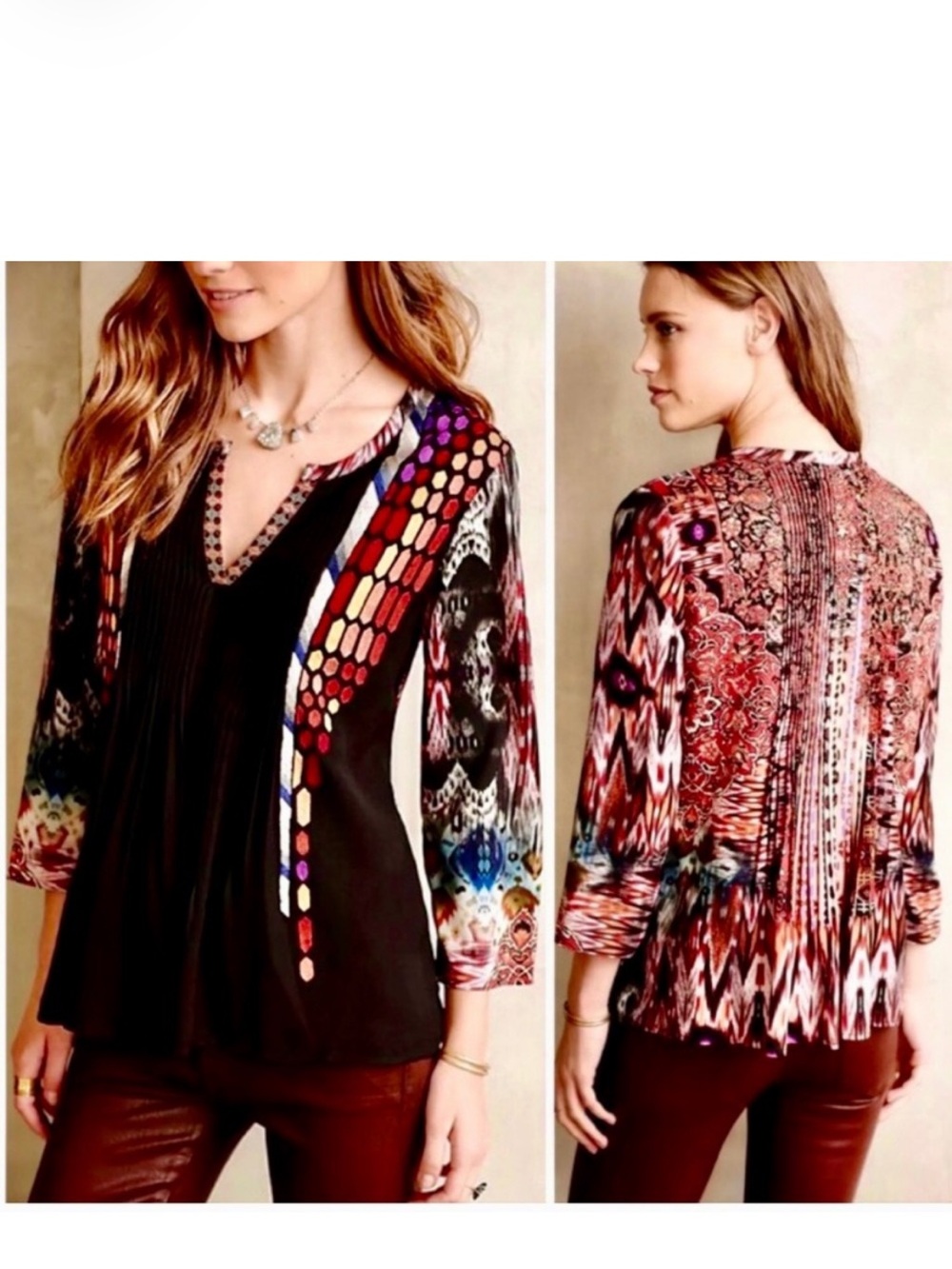 Anthropologie Ranna Gill Spectral Blouse Women’s Size XS Embroidered Tribal Boho